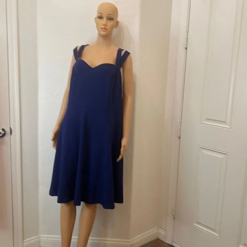 Chezut Royal Blue Dress Size 24 Sleeveless Circle Skirt Zipper Back